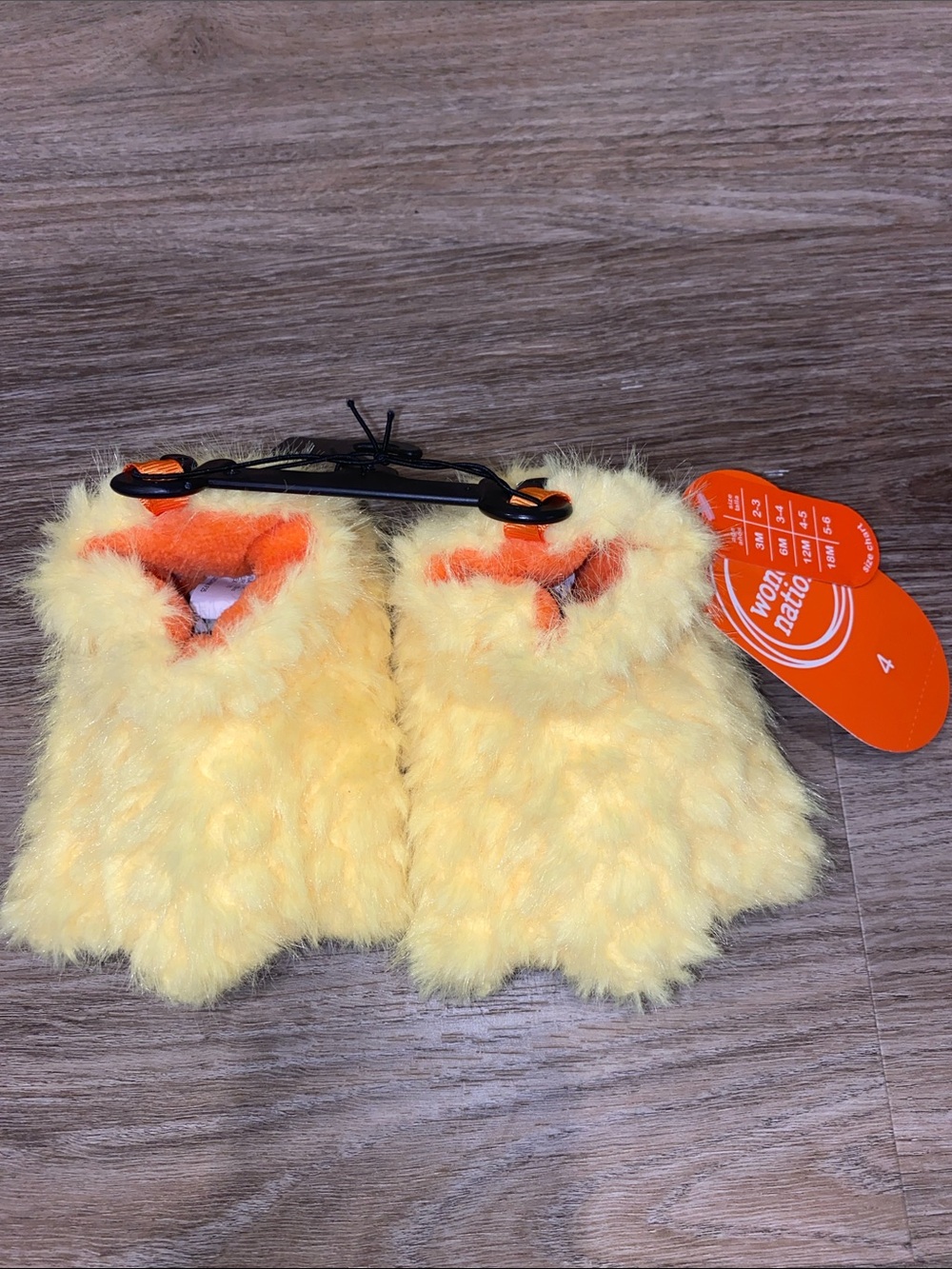 wonder nation Yellow Fuzzy Kids Slippers with Orange Accents
